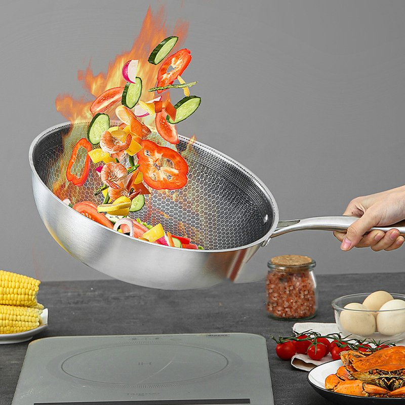 Сковорода-вок антипригарная стальная сотовый рисунок 30 см