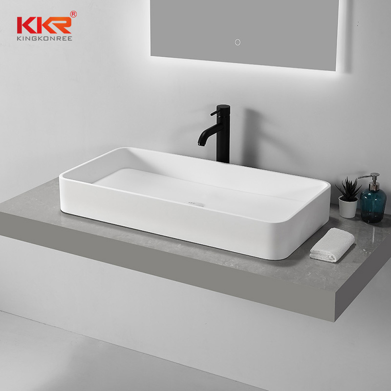 Modern Lavatory Resin Stone Bathroom Sink and Countertop Sink