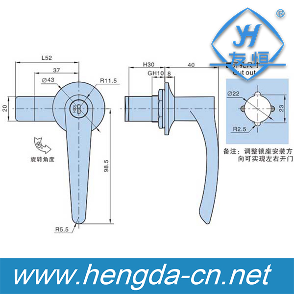 Yh9691 Industrial Die Casting Cabinet Electrical Panel Swing Handle Lock