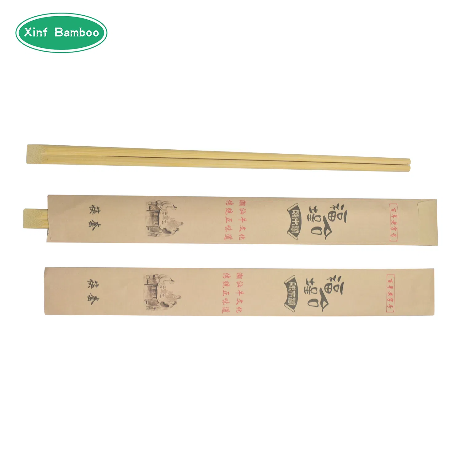 Chinese Manufacturers Ecofriendly Bamboo Twins Chopsticks Wrapped Semi Paper Package Chopsticks