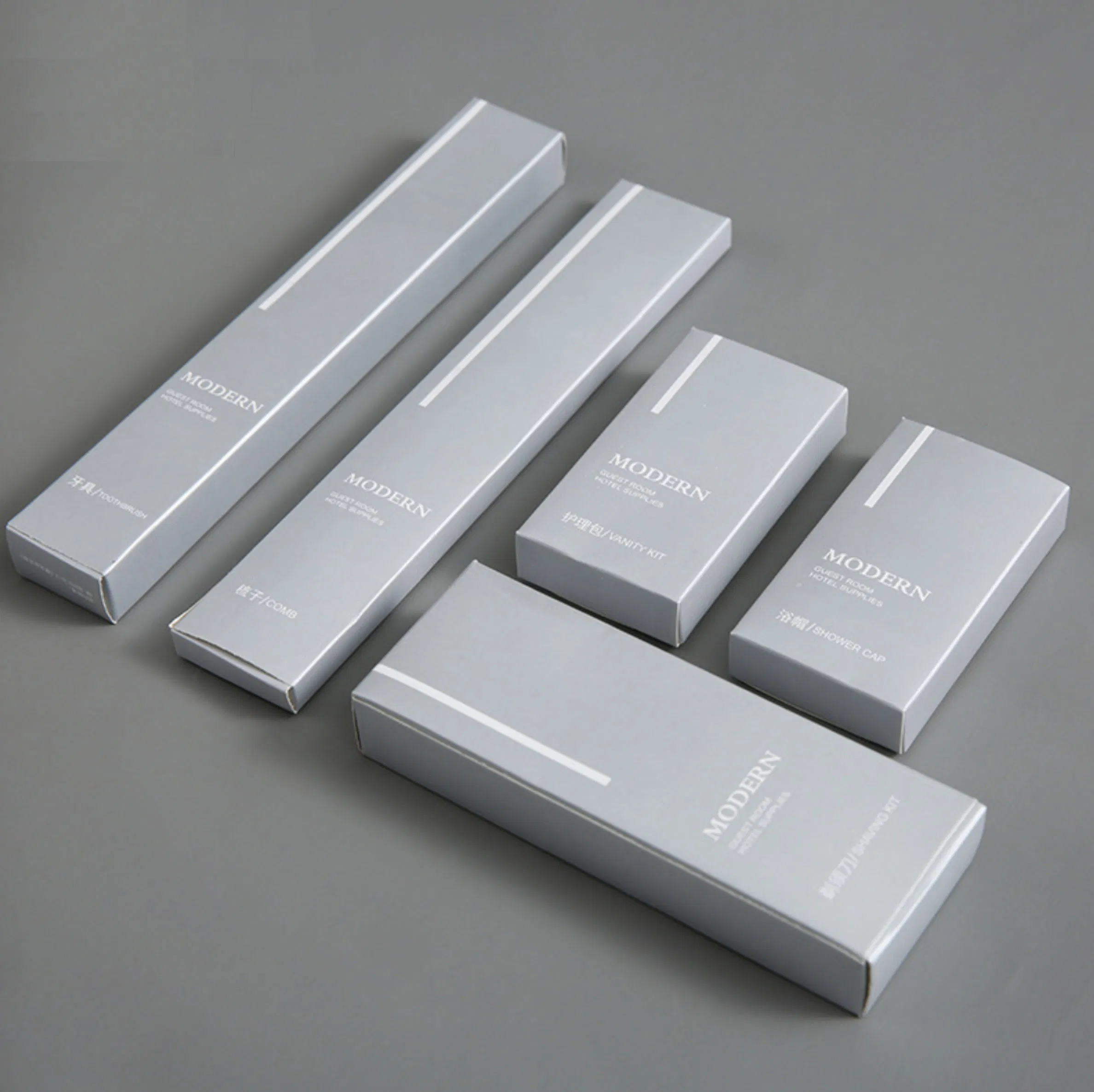 Hotel Amenities in Silver Cardboard Paper Box Packaging