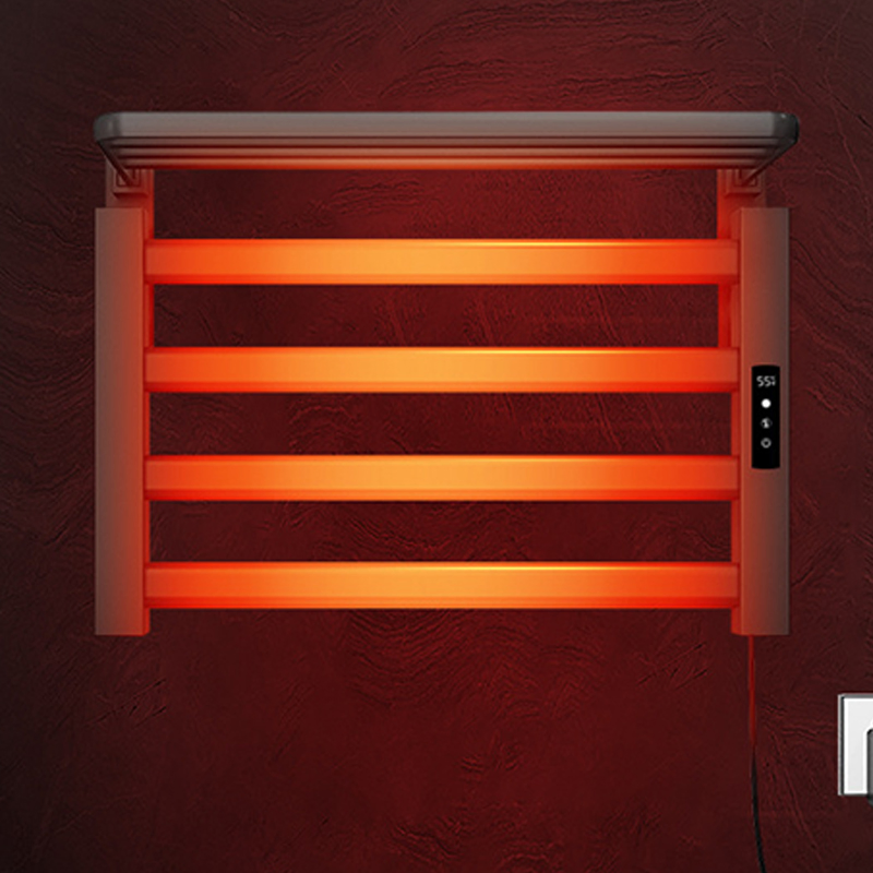 2025 New Products Bathroom Metal Adjustable Door Wall Mounted Shower Paper Electric Electronic Heated Heating Towel Warmer Heater Rack Holder in Black Colour