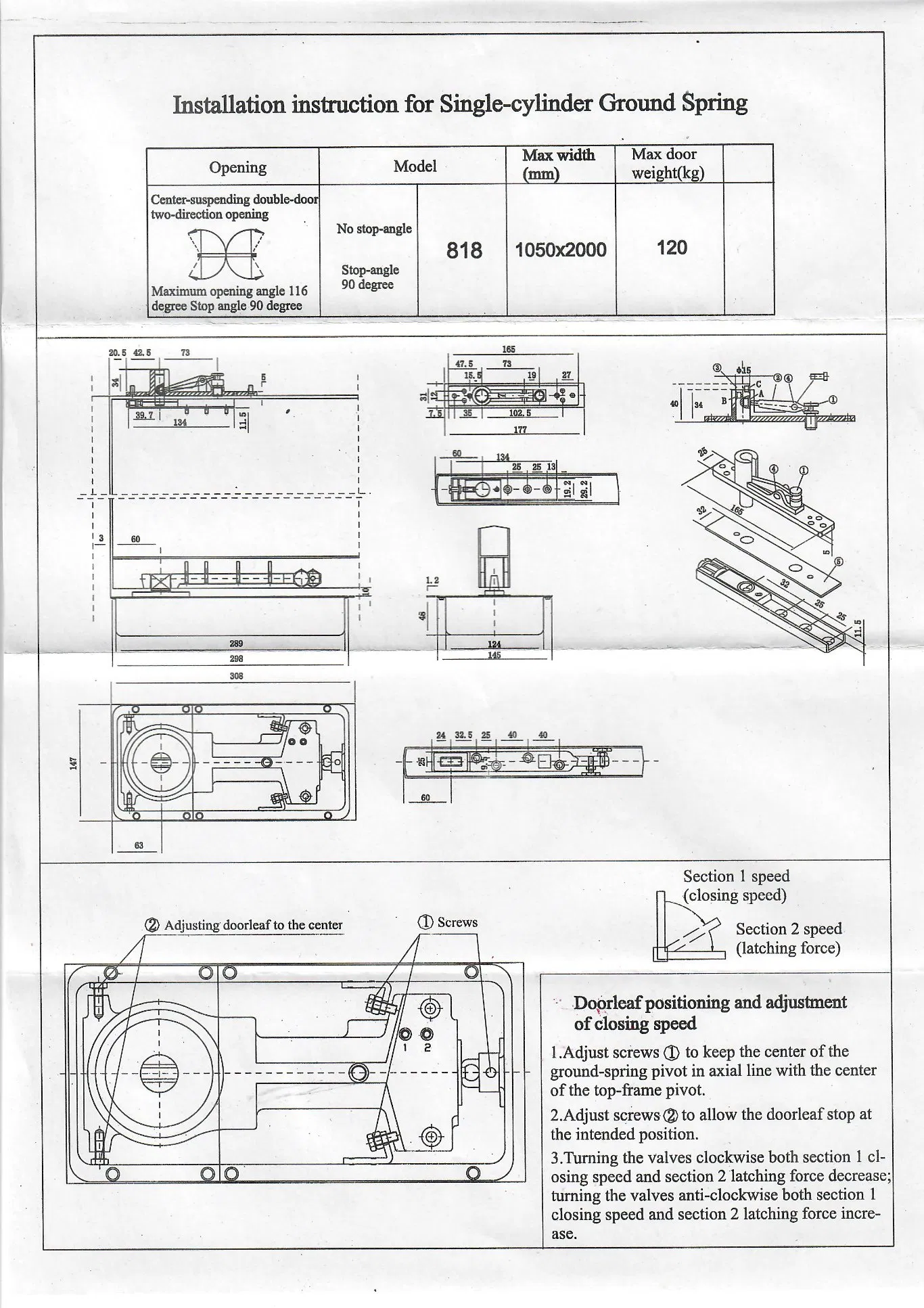 Large Load-Bearing Capacity Glass Door Hinge Glass Door Floor Spring
