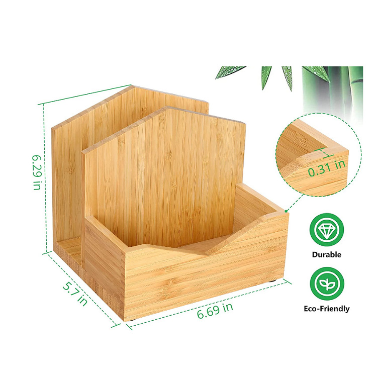 Kitchen Desktop Napkin Rack Bamboo and Wood Freestanding Salt and Pepper Storage Rack Multifunctional Wooden Napkin Rack