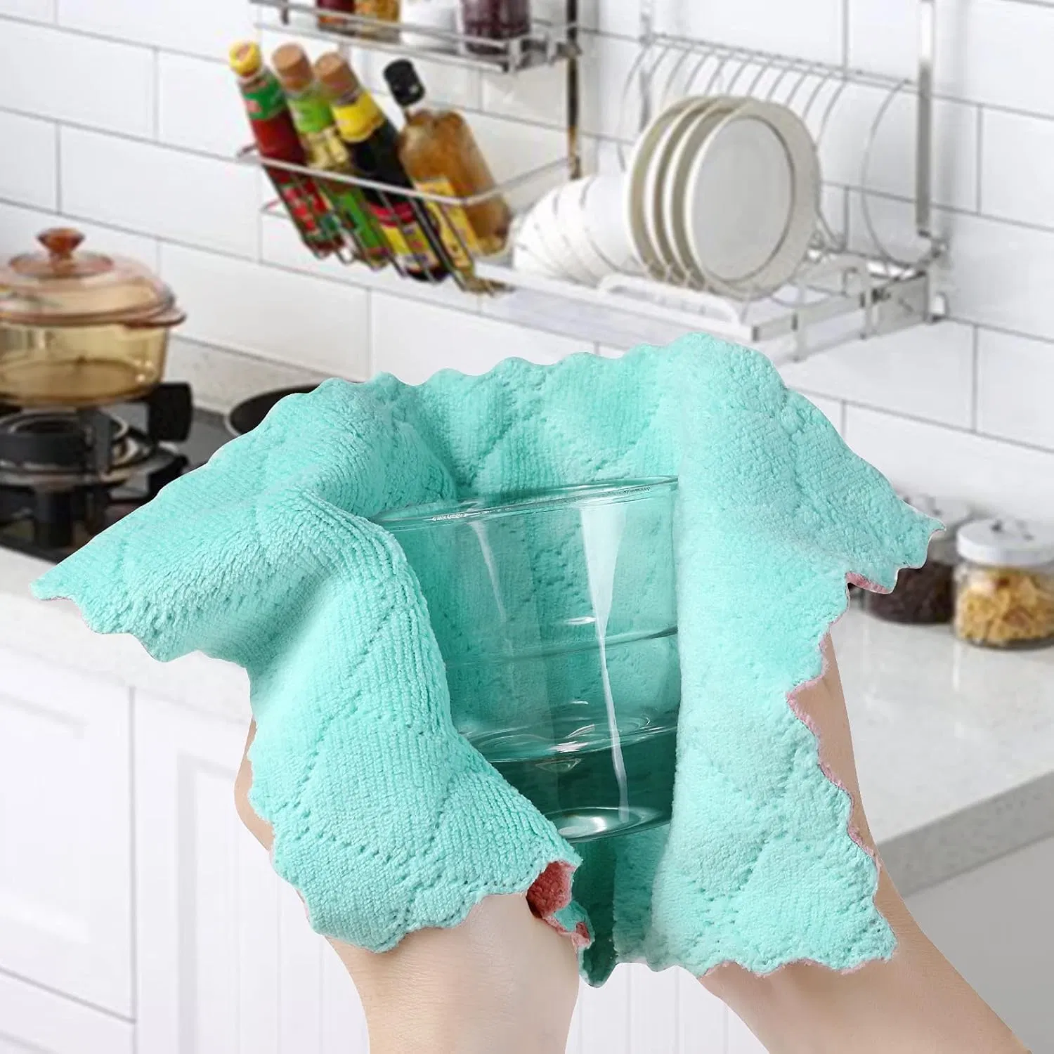 Luxurious Ultra-Soft Coral Fleece Dish Cloths for Easy Cleaning