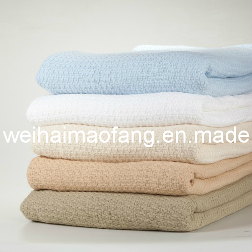 100% Cotton Thermal Blanket Breathable Blanket Weave Blanket for All Season