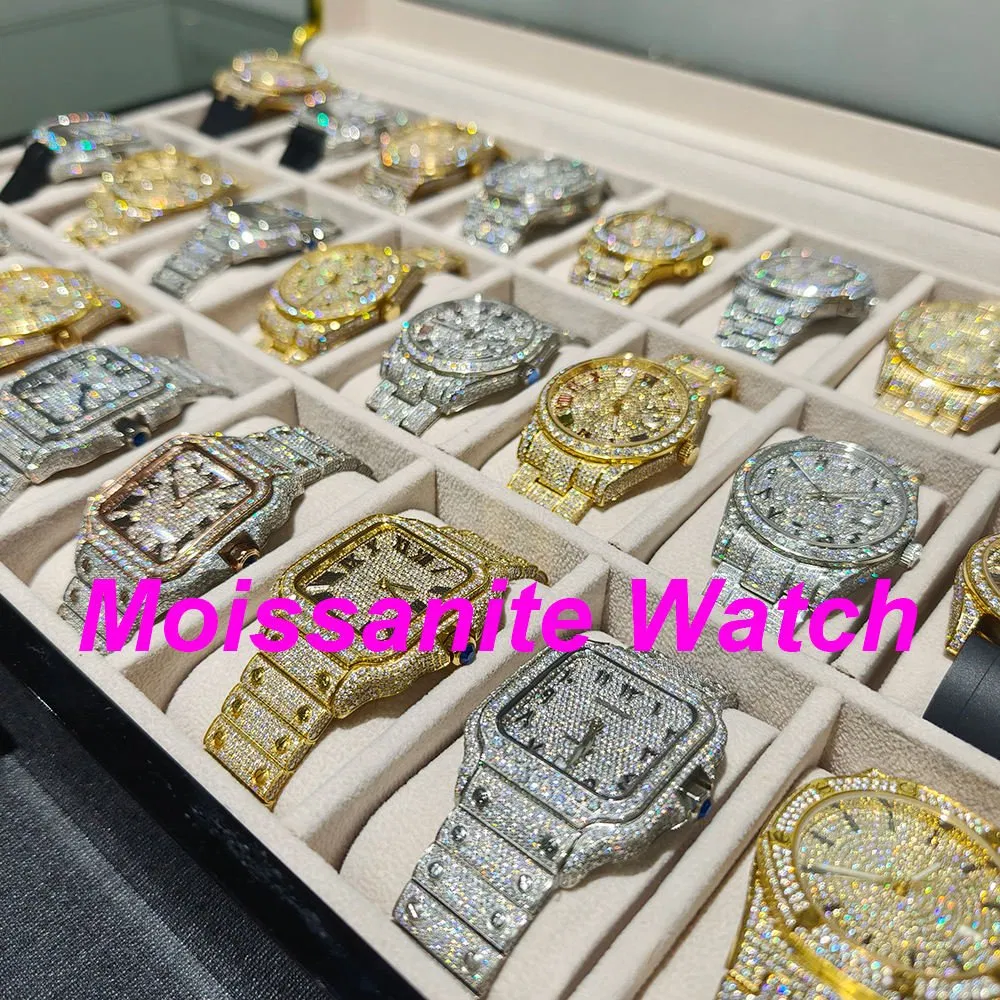 Reloj Full Diamond Jewelry Vvs1 Moissanite Hip Hop Iced out Automatic Watches Gold Luxury Men Mechanical Vvs Moissanite Watch