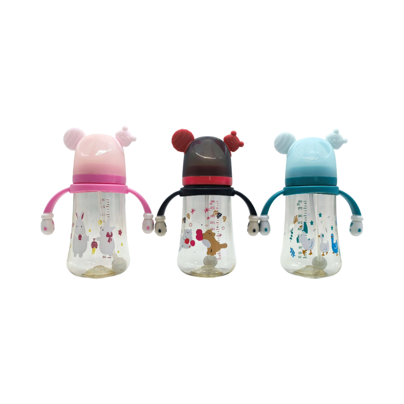 Newborn Anti-Colic Wide Neck Cartoon Food Grade BPA Free Plastic Baby Bottle