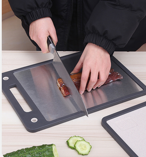 Double-Sided Kitchen Cutting Board 304 Stainless Steel Cutting Board Stainless Cutting Board Wheat Straw Cutting Boards Chopping Block Cutting Board