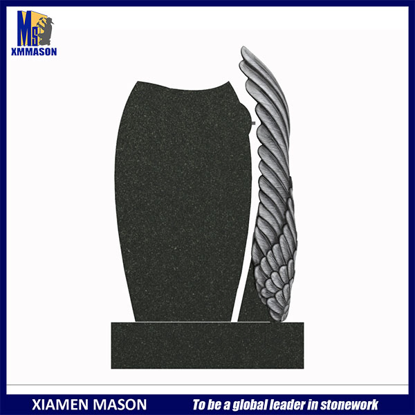 Upright Granite Cross with Wing Memorials Headstone