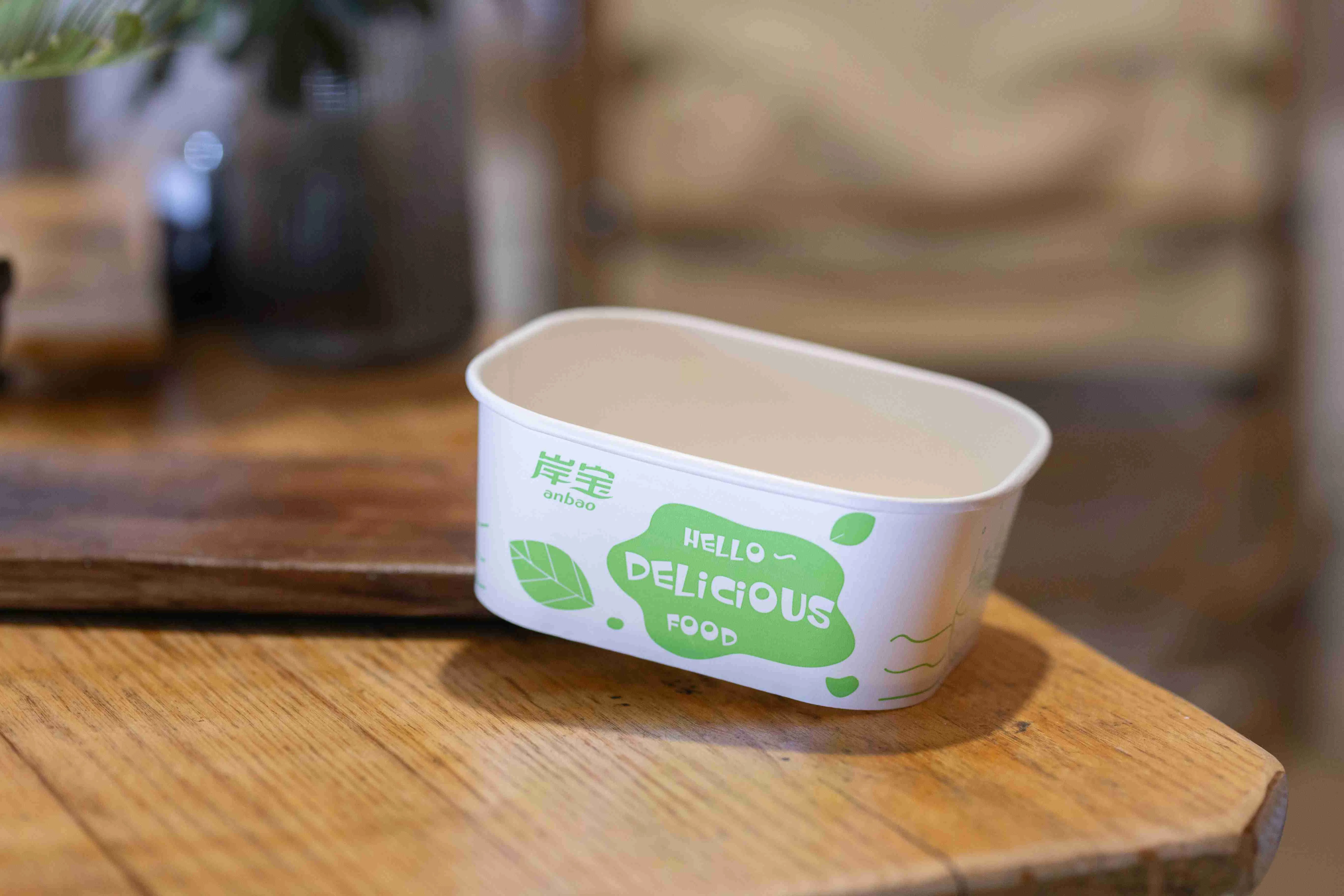 PE PLA Water-Based Coating Rectangular Square Paper Bowl Paper Food Box Container Packaging