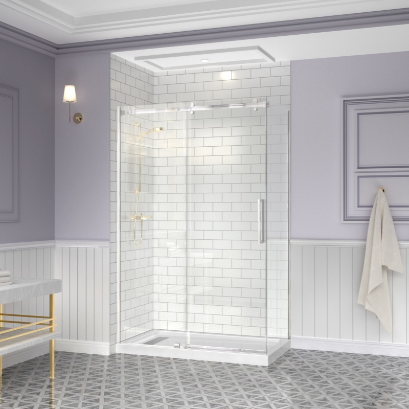 Customized Hotel Bathroom Rectangle Acrylic Shower Base with Stainless Steel Strain Cover