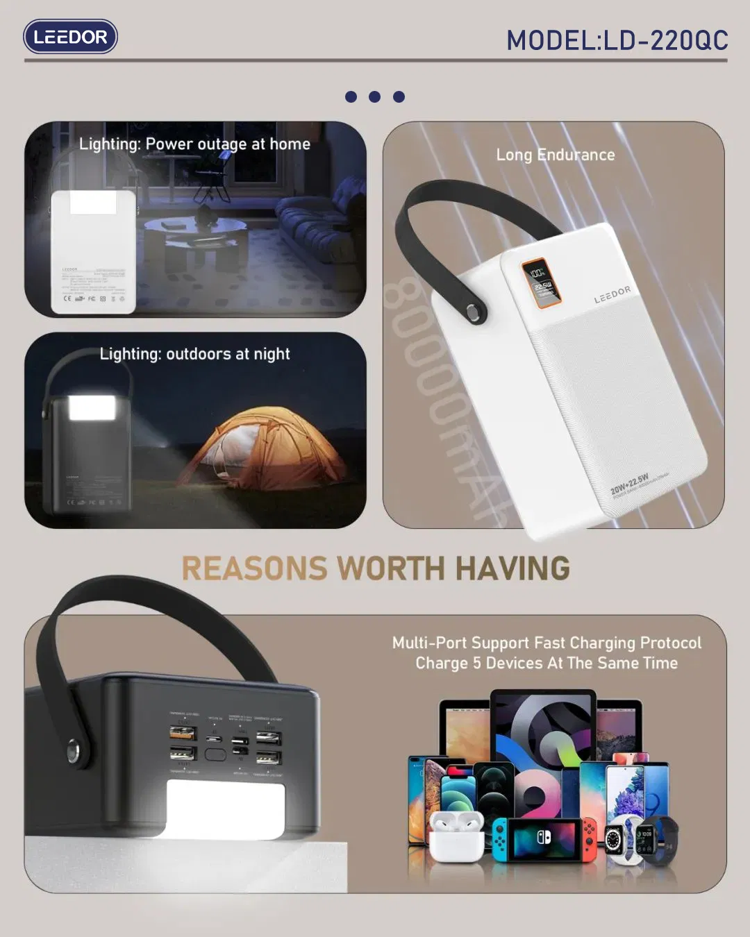 Magnetic Capacity 80000mAh /296wh Wireless Charger Power Bank for I Phone