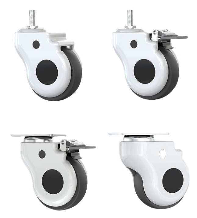 3"4"5" Medical Universal Caster with Toothed Screws, Medical Bed TPR Silent Caster, Rubber Equipment Wheel