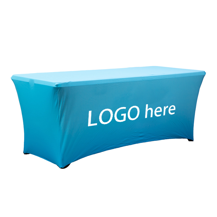 6FT 8FT Table Cover 3 Sided Open Back Customizable Table Banner for Exhibition