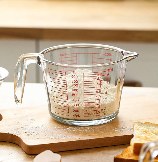 High-Temperature Resistant Graduated Measuring Cup Style Milk Microwave Oven Baking Egg Beating Glass Bowl