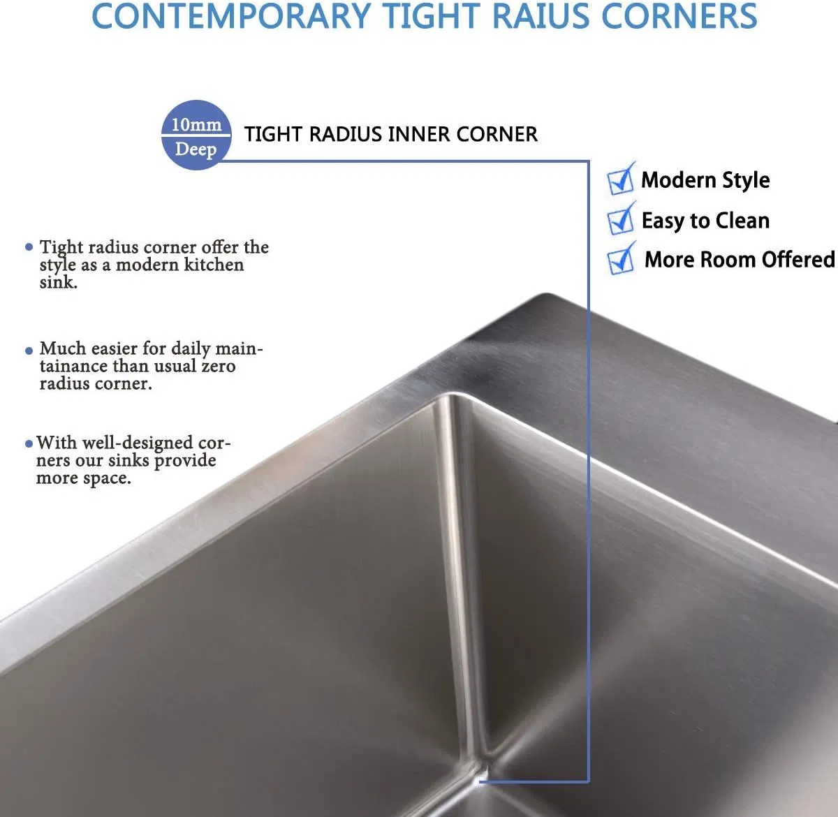 Top Mount Drop-in Single Bowl Basin Handmade T304 Brushed Nickel Stainless Steel Kitchen Sink