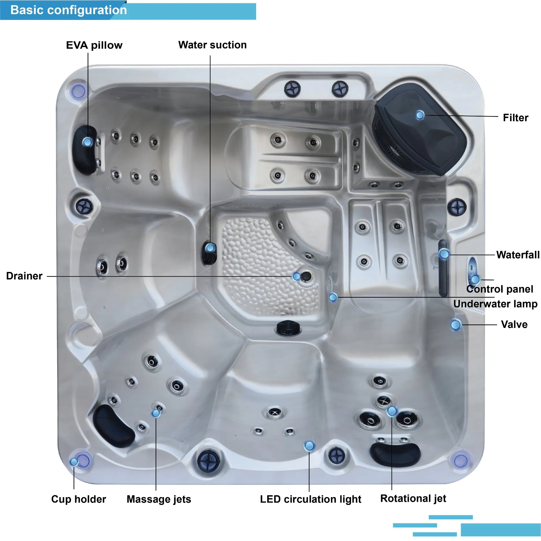 High Quality Cheap Whirlpool SPA Bathtub Acrylic Balboa Outdoor Swim SPA Hot Tub