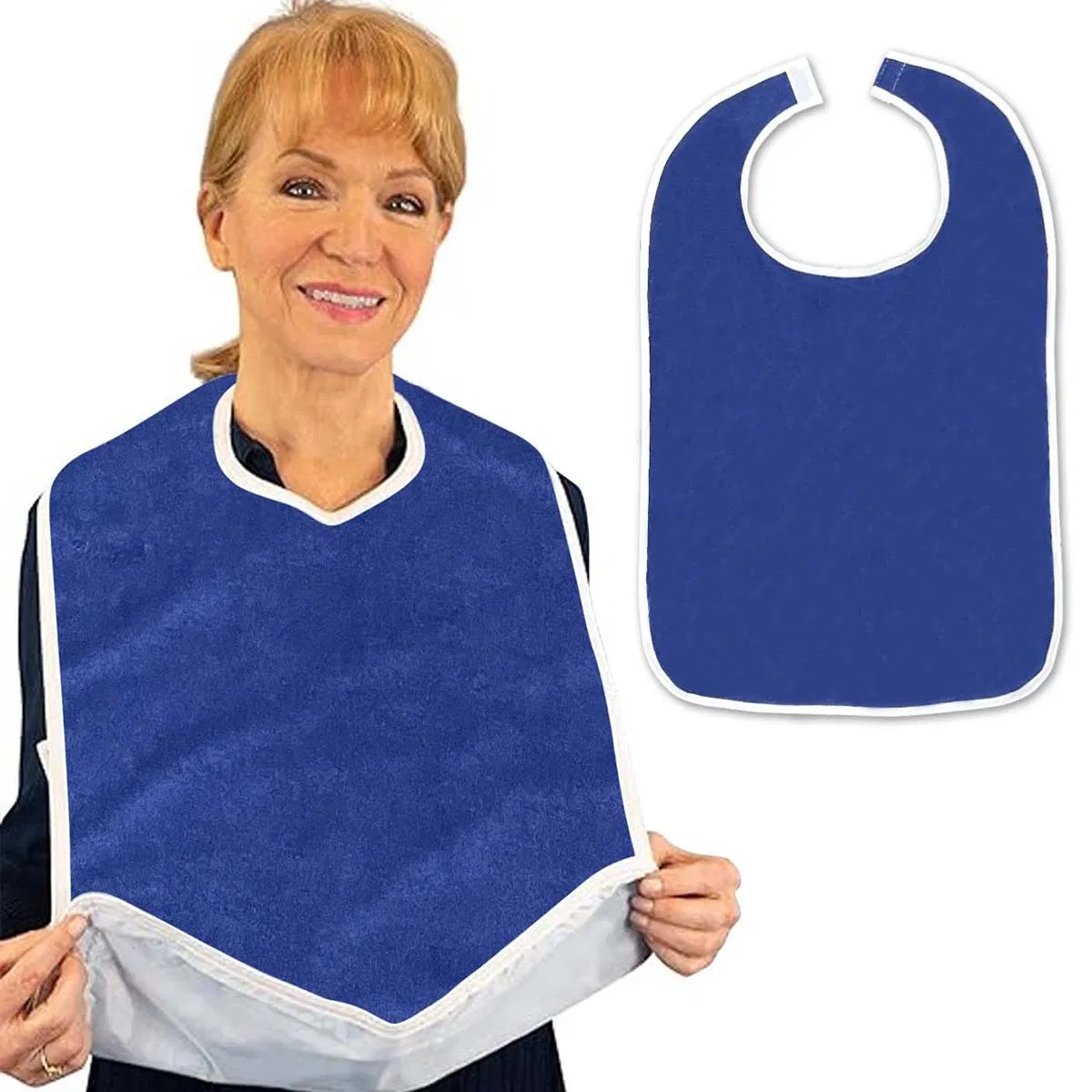 Waterproof Adult Bib, Adult Waterproof and Stain-Resistant Bib, Can Be Used to Wipe The Mouth with Saliva Wipes