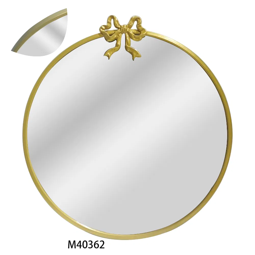 New Design Gold Metal Make up Wall Mirror with Bowknot for Home Decoration