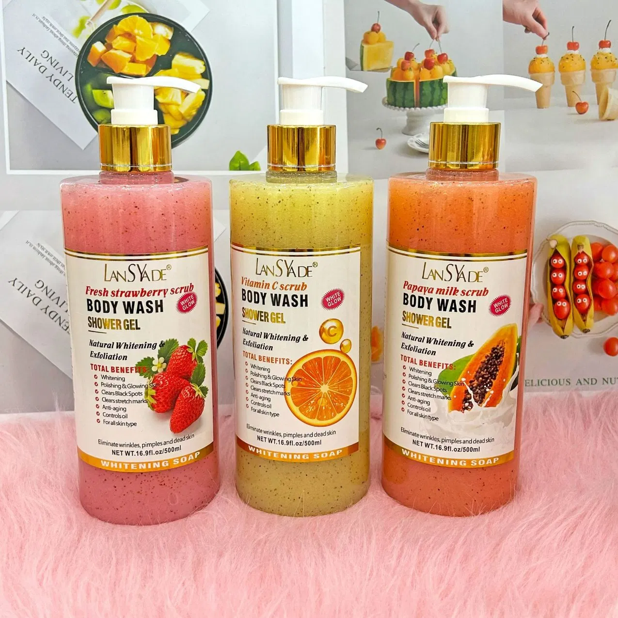 Shower Gel Moisturizing Exfoliating Scrub Bath Liquid Soap Skin Care