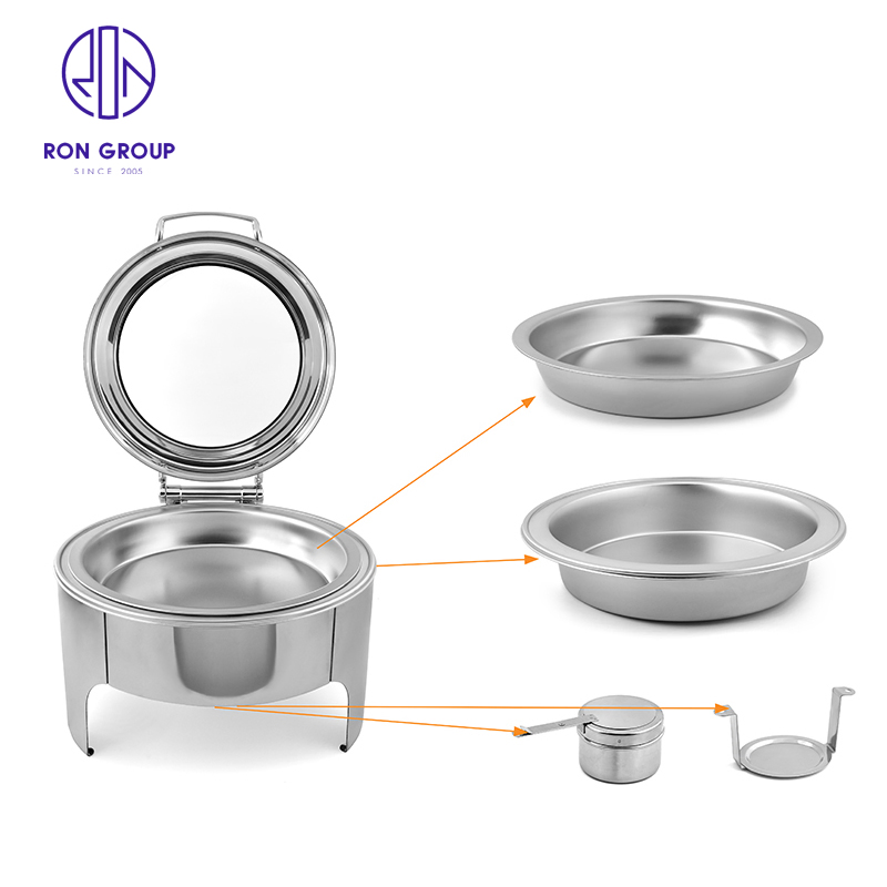 Wholesales Price Stainless Steel Dining Round Buffet Stove Food Warmer Pot for Hotel Restaurant Party