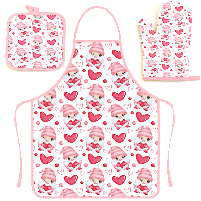 Custom Cute Pink Printing PVC Waterproof Oil-Proof Women Kitchen Cooking Cleaning Apron