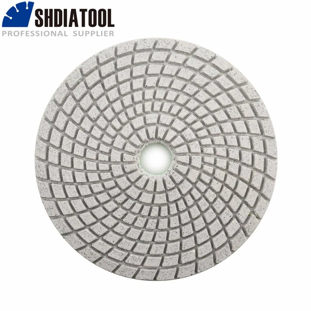 Grit #50 White Bond Diamond Flexible Wet Polishing Pad for Marble Granite, Spiral Type Dia 100mm/4"