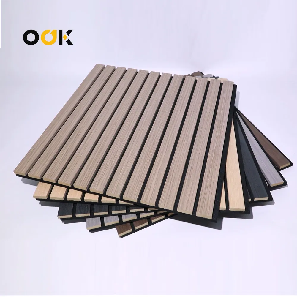 2026 MDF Acoustic Soundproof WPC 3D Slat Wall Panels Interior Decoration Sound-Absorbing Panels Factory Wholesale Price Polyester Fiber Decorative Akupanel