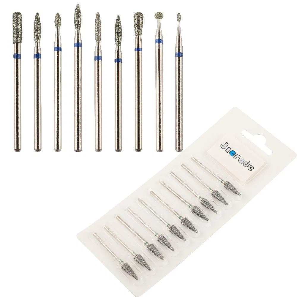 2.1mm Blunt Point No Sharp End Medium Fine Grain Flame Diamond Nail Rotary Bit