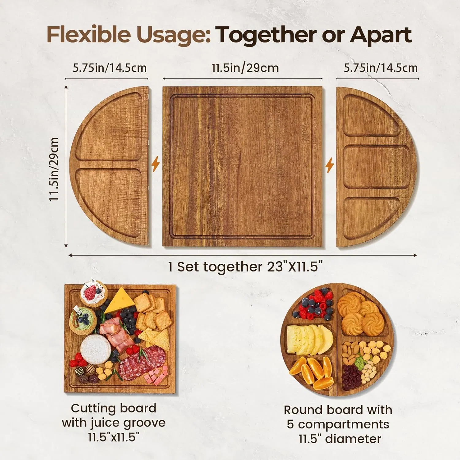 Сырная доска из акации с ножами, набор для подачи