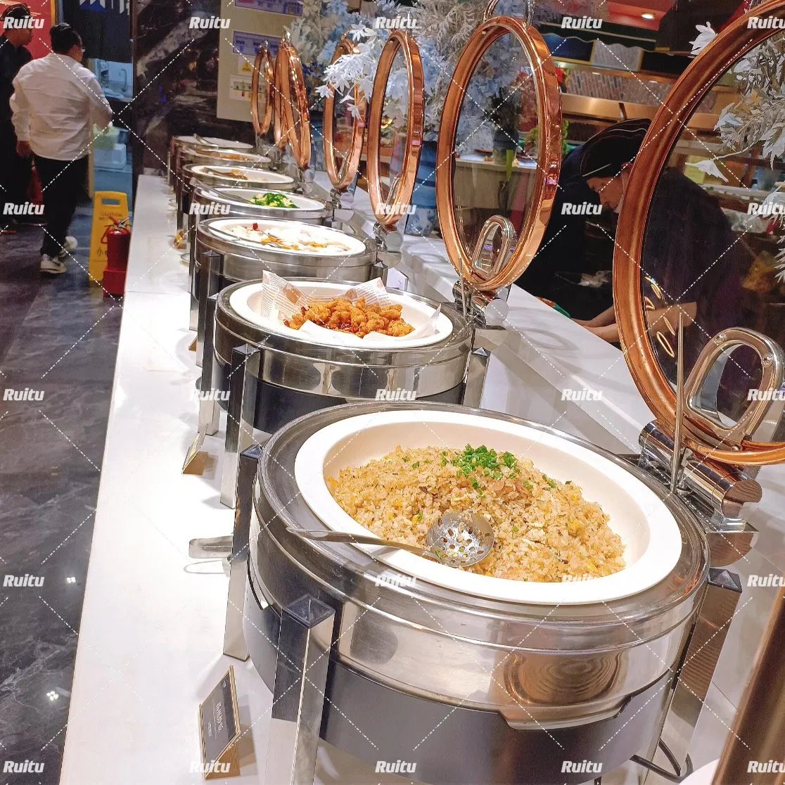 Catering Buffet Euiquipment Hotel Restaurant Chaffing Dises Food Warmer Chafer Stacking Stainless Steel Stackable Chafing Dish Trolley