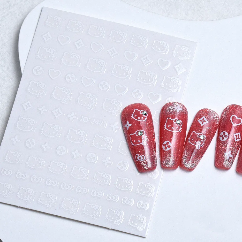 Cute Cartoon Kitty 3/5D Nail Art Supplies Decals Cat Head Manicure Foil Nails Stickers Decoration Product