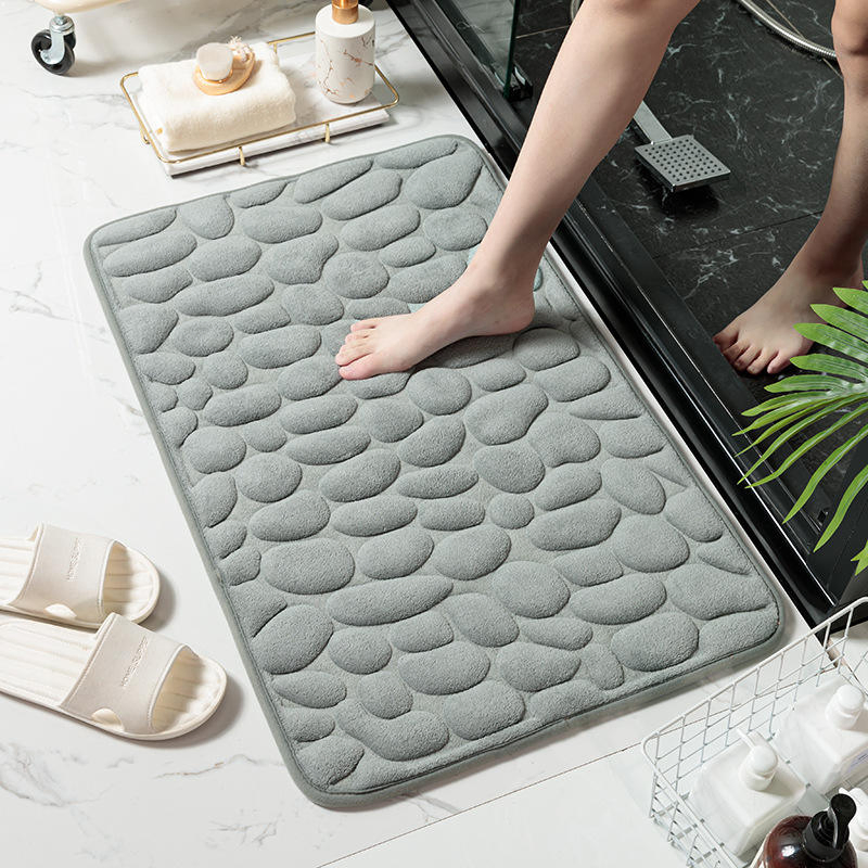 Cobblestone Embossed Bathroom Bath Mat Non-Slip Carpets in Bathtub Side Floor Rugs