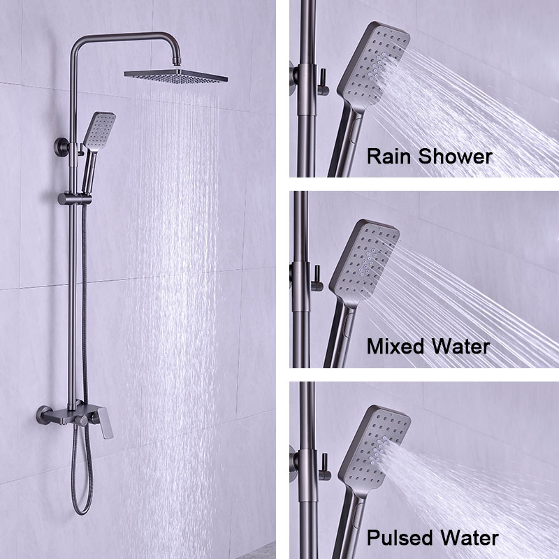 Wall Mount Rainfall Bathtub Mixer Tap Shower Column Shower Faucet Set