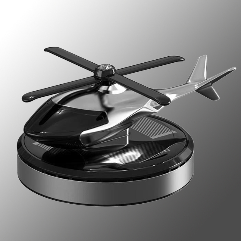 Solar-Powered Helicopter Car Diffuser Beechwood Aroma Diffusion 10ml Refillable Essential Oil Plug-Free Long-Lasting Fragrance