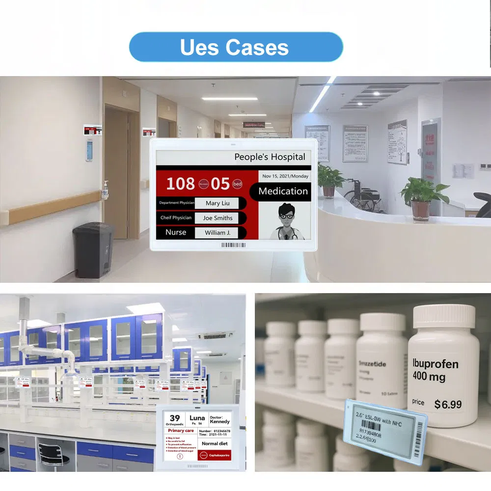 Large 7.5/11.6 Inch E Ink Display for Hospital Bedside & Meeting Room, Wireless 2.4GHz Electronic Sign with Crash Prevention System, OEM/ODM