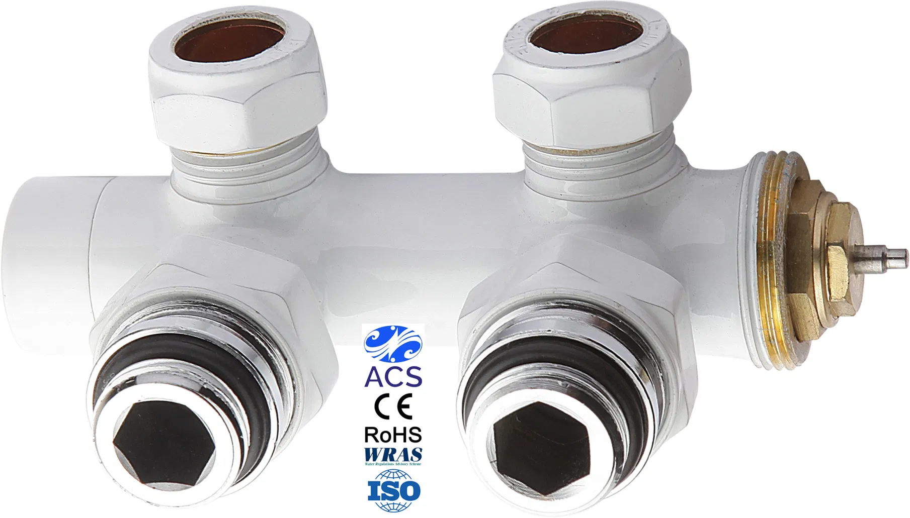 White Powder Coated Eurokonus Angle Mono Block Valve