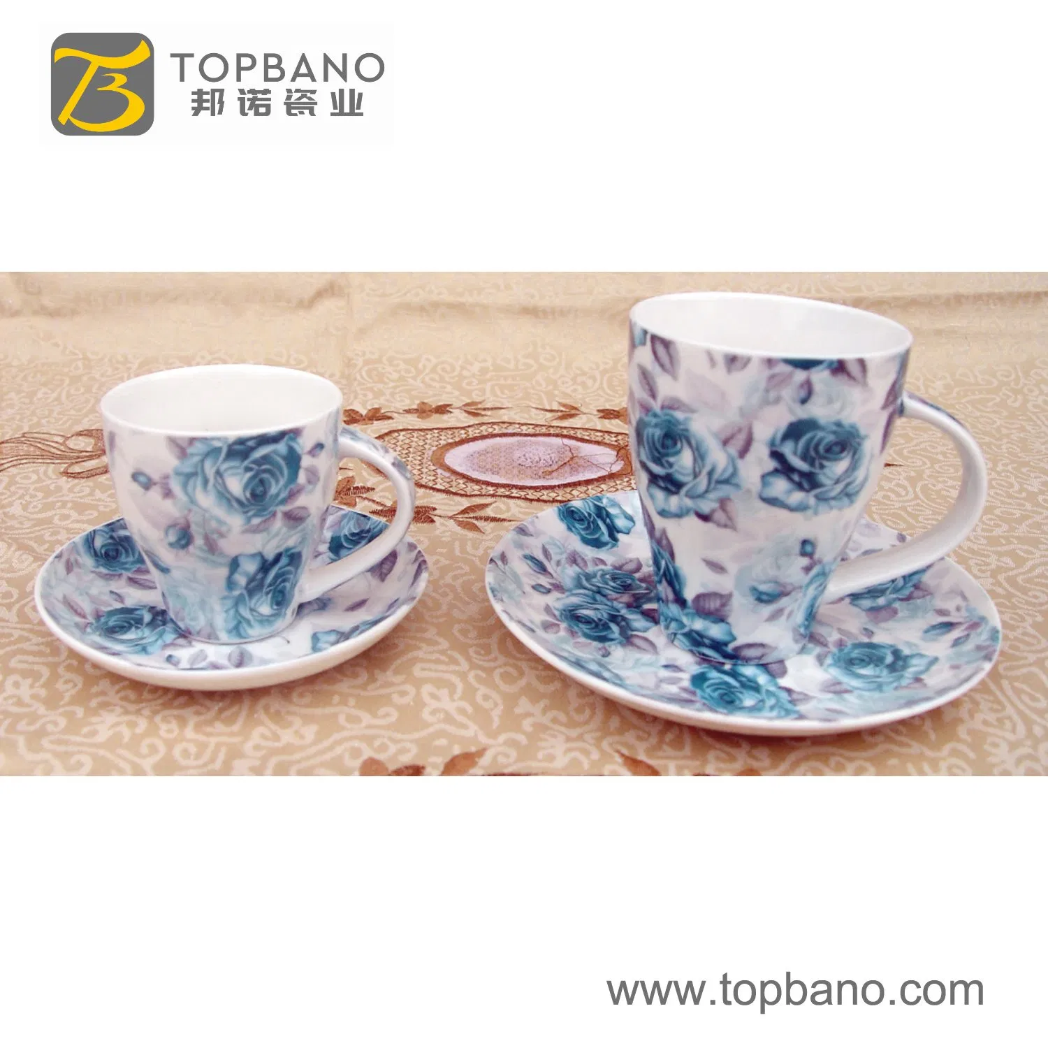 Ocean Style Ceramic Cup and Saucer China Porcelain Tableware Cup and Saucer