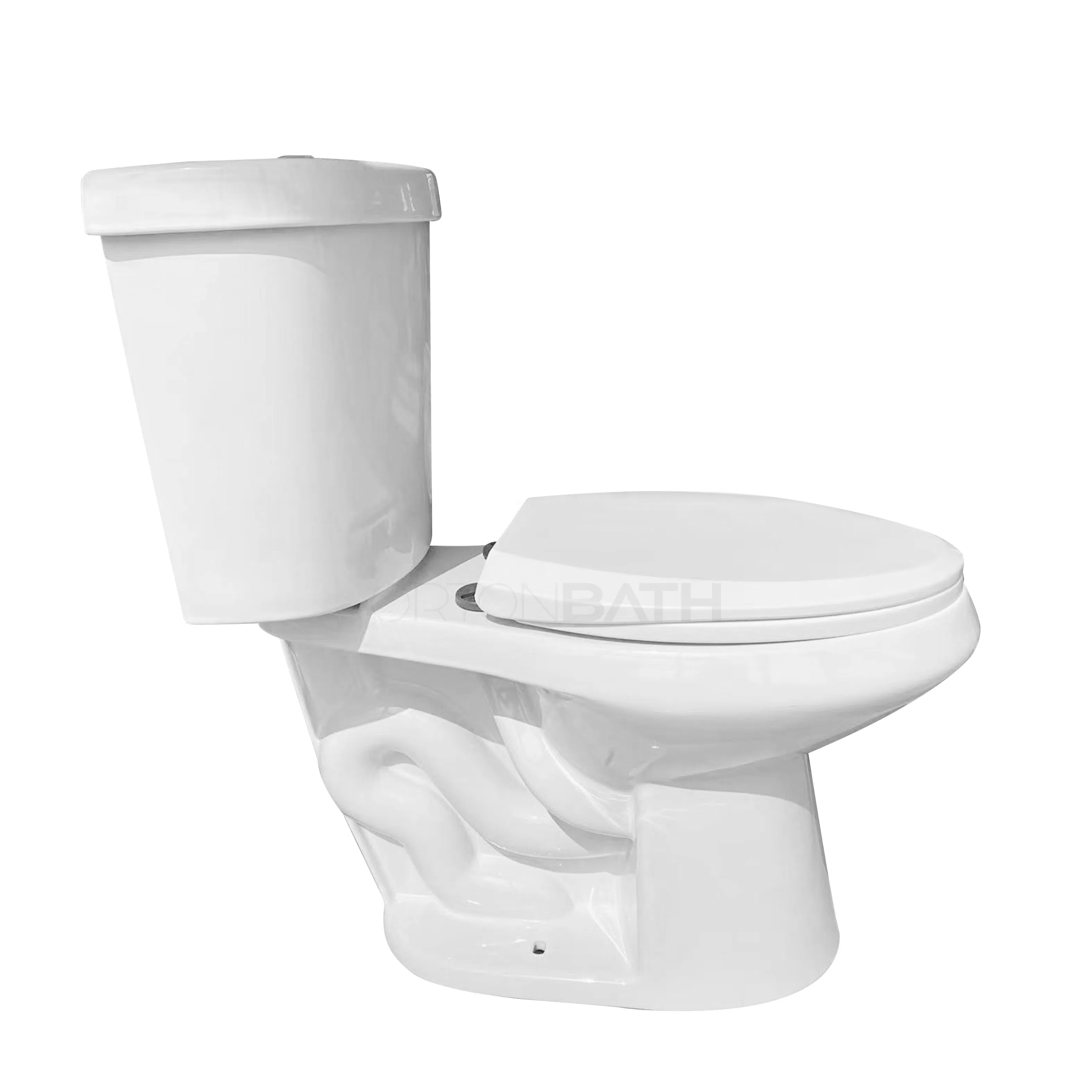 Ortonbath Siphonic Two Piece Wall Hung Toilet Quick Release Toilet Seat Economical Cheap Cupc 2PC Toilet with Round Bowl and Dual Flush Ada Toilet