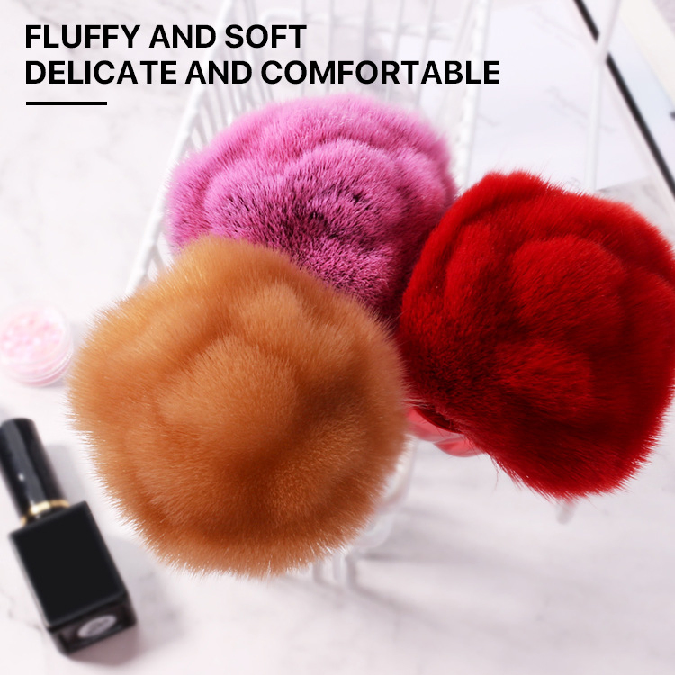 Wholesale Fashion Beauty Blush Brushes Nail Art Glitter Power Dust Brush Manicure Metal Rose Flower Nail Brush
