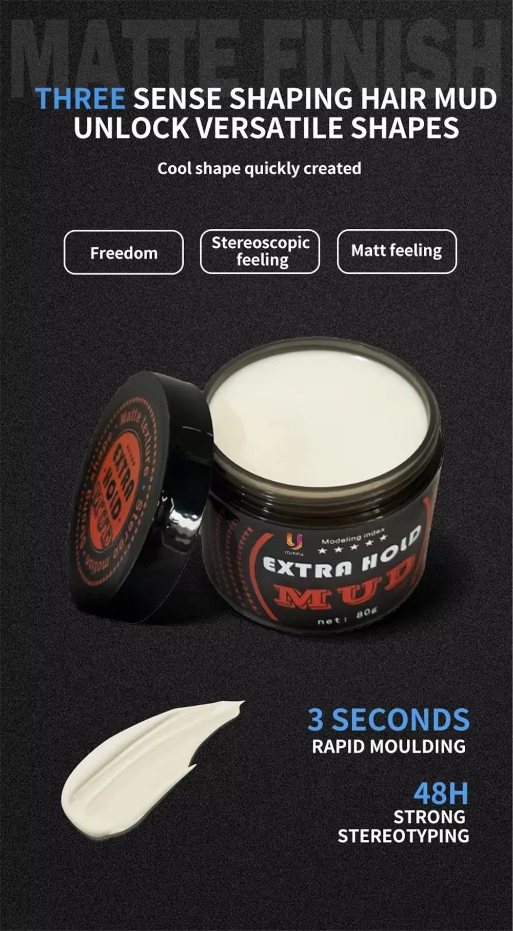 Natural Look Strong Hold Men Hair Clay Mud