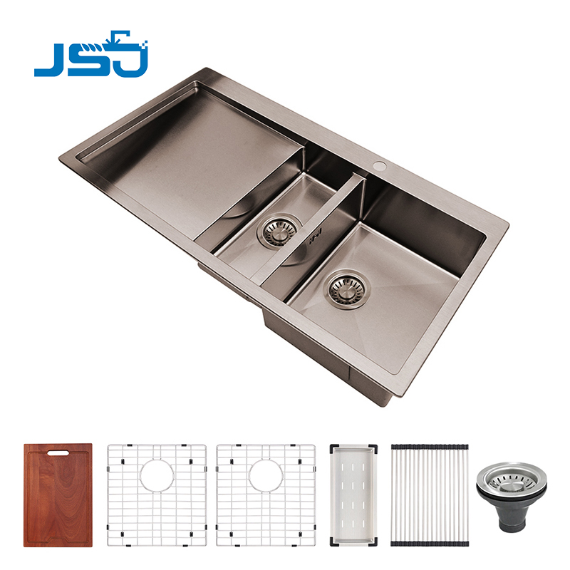 Elegant Double Basin Stainless Steel Kitchen Sink with Workstation Features