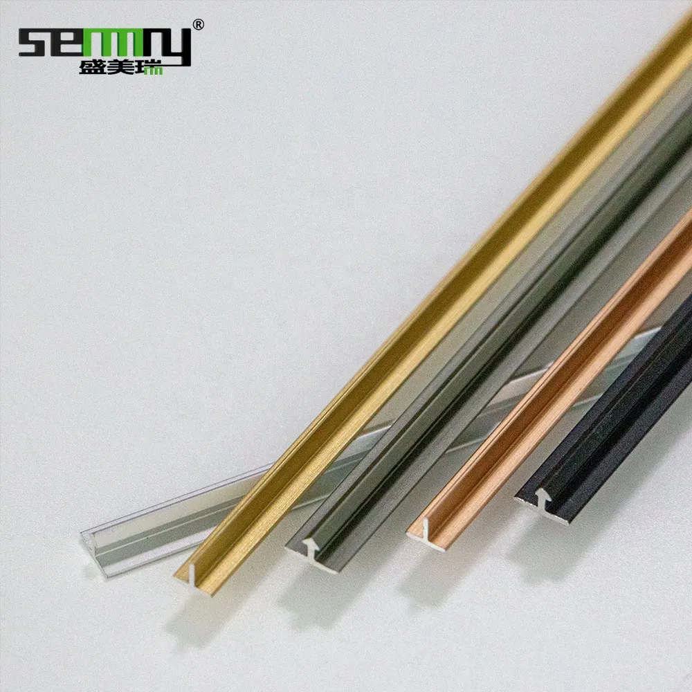Fashion Design Aluminum Alloy Wall Flooring Accessories T Shape Trimming Corner T Channel Transition Metal Tile Trim T Shape