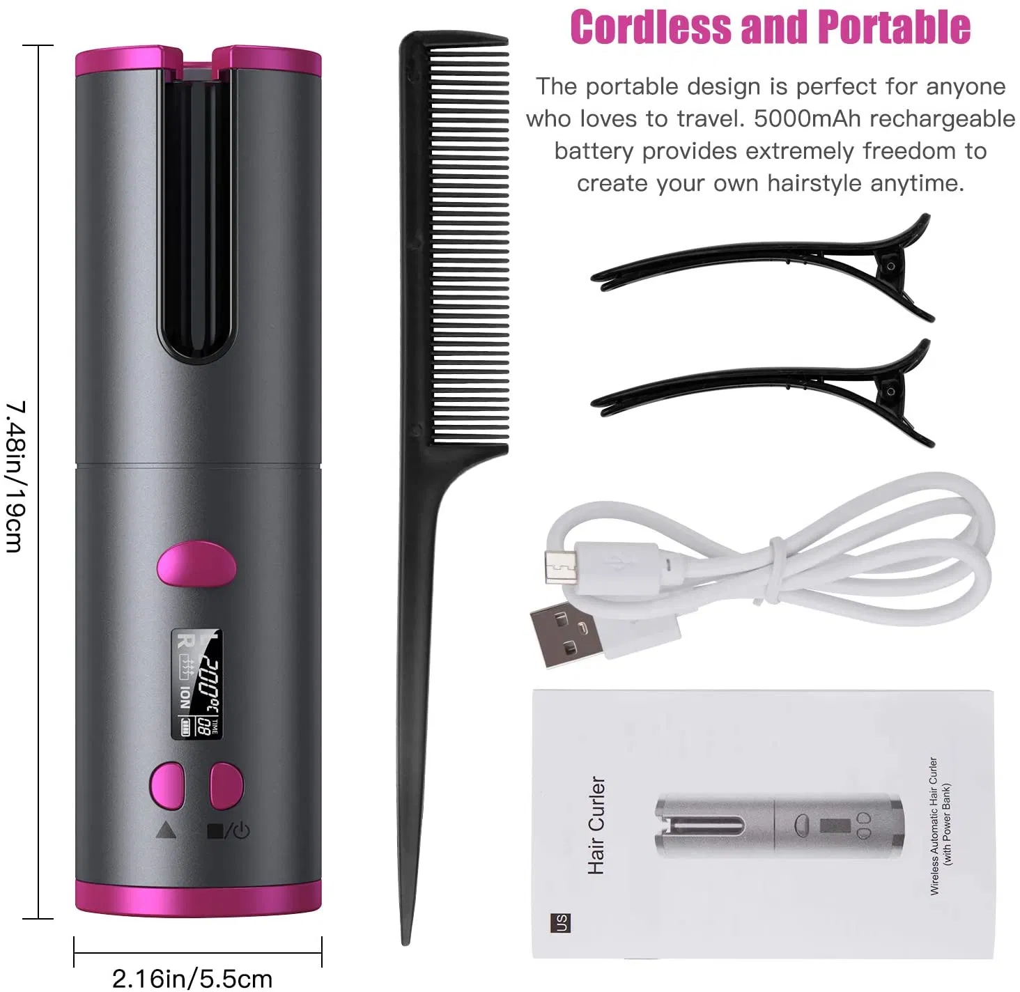 High Performance 195*60*45mm Aluminum Tahath Customized China Iron Hair Curler F380