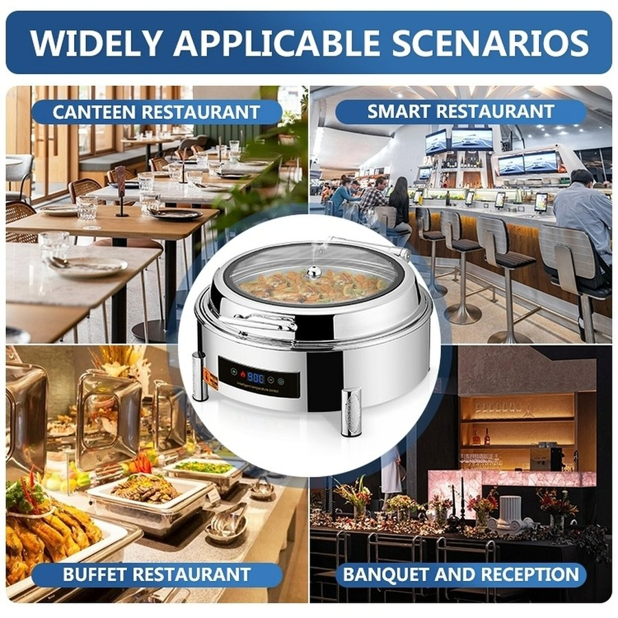 Space-Efficient Feet Large Glass Dry Heat Square Food Warmer Buffet Bar Stove