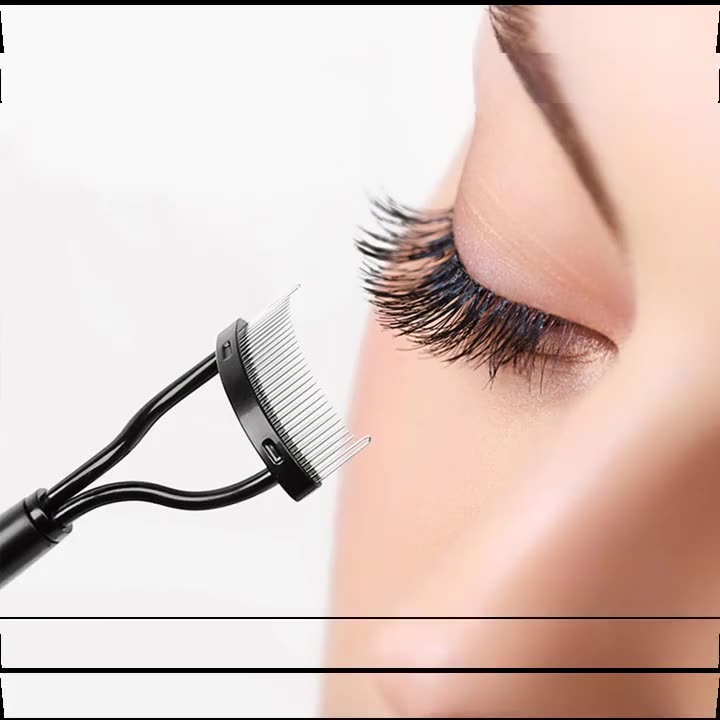 Eyelash Comb Eyelash Separator Mascara Applicator Eyelash Definer with Comb Cover Arc Designed Cosmetic Brushes Tool Black