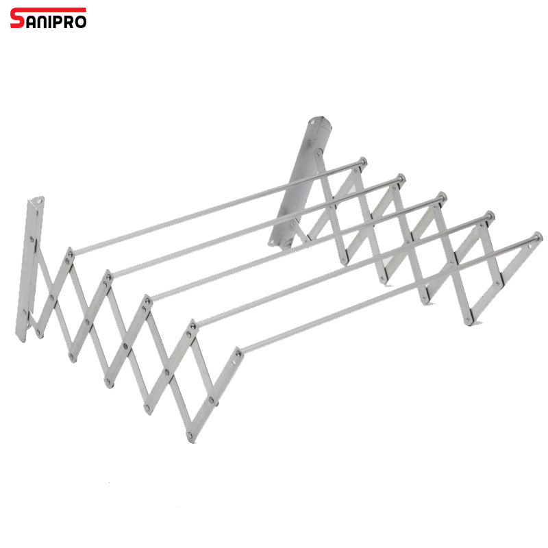 Sanipro Iron 5-Pole Push-Pull Extensible Wall Hanging Drying Rack Folding Towel Holder Clothes Drying Hanger
