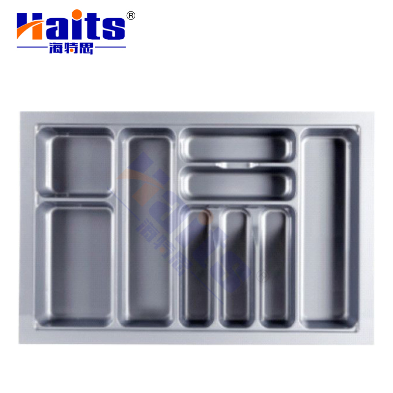 Kitchen Cabinet Fittings ABS Plastic Silver Grey Kitchen Cutlery Trays Drawer Organizer