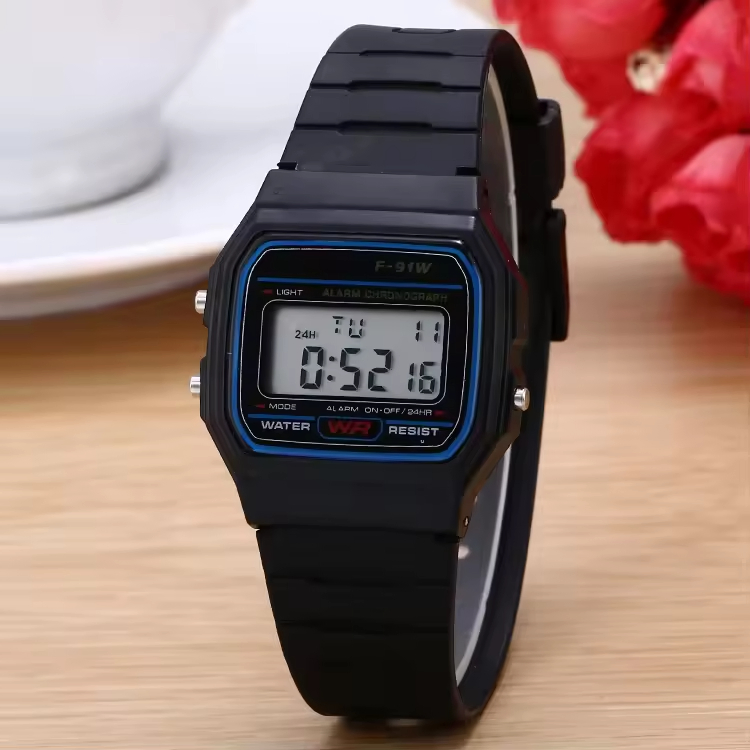 Digital Watch Ultra Thin Minimalist Sports Outdoor LED Screen Large Face Wrist Watches with Back Light Alarm Date Stopwatch